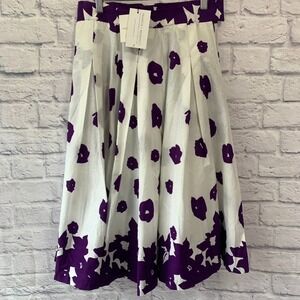 Francis + Benedict S Handmade Togo‎ Africa Pleated Skirt White Purple Floral NWT